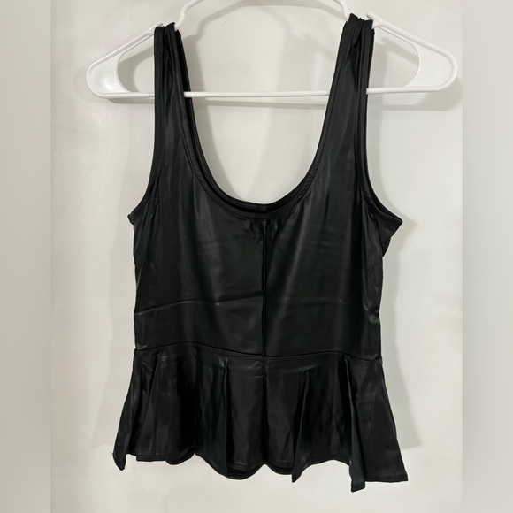 2/$15- Bebe Faux Leather Peplum Tank - Picture 3 of 6